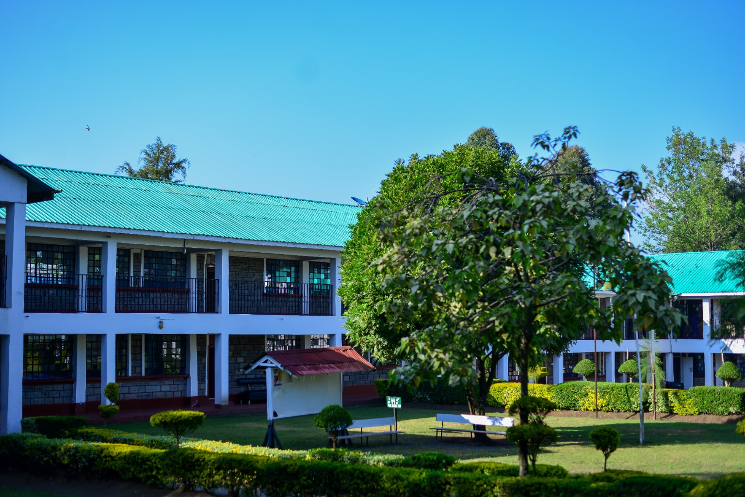 NCHSM school grounds with gardens and academic buildings